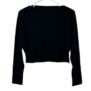 Uniqlo U Black Wool Long Sleeve Cropped Pullover Sweater Size XS Women’s